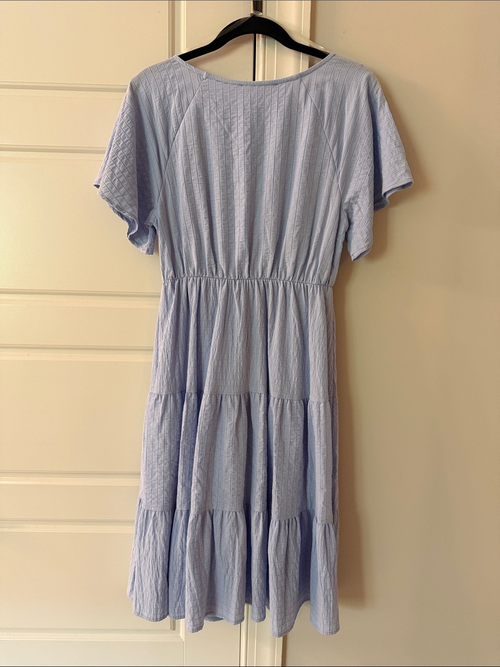 Ces Femme Pale Blue Textured Short-Sleeve Midi Dress - Picture 5 of 7